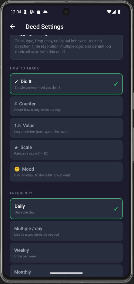 One tap to log